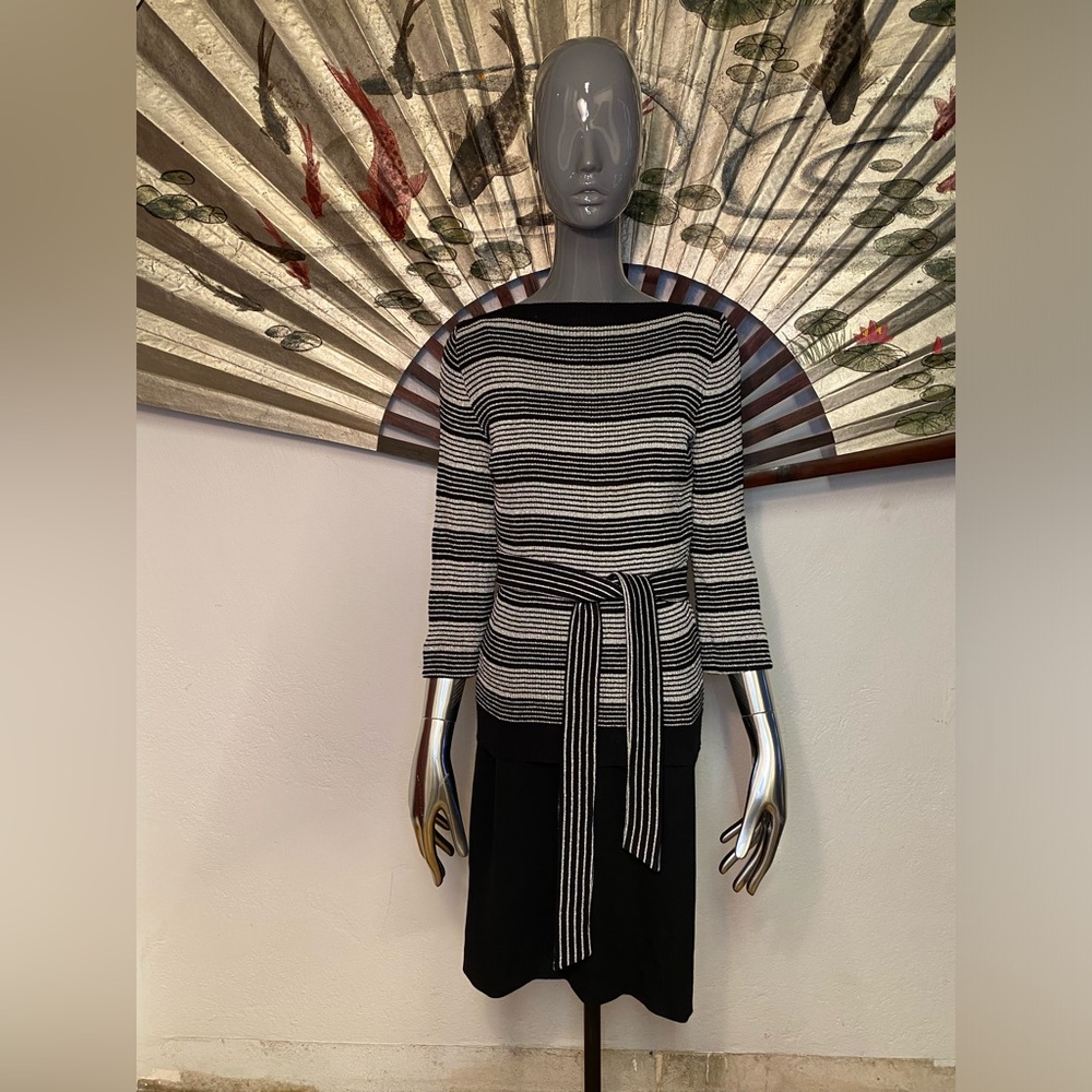 Vintage Silver Lamé Striped Sweater, S